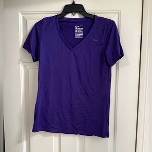 Nike Purple V-Neck Short Sleeve Performance Tee